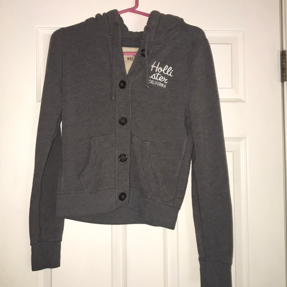 Hollister grey button up jacket (M)